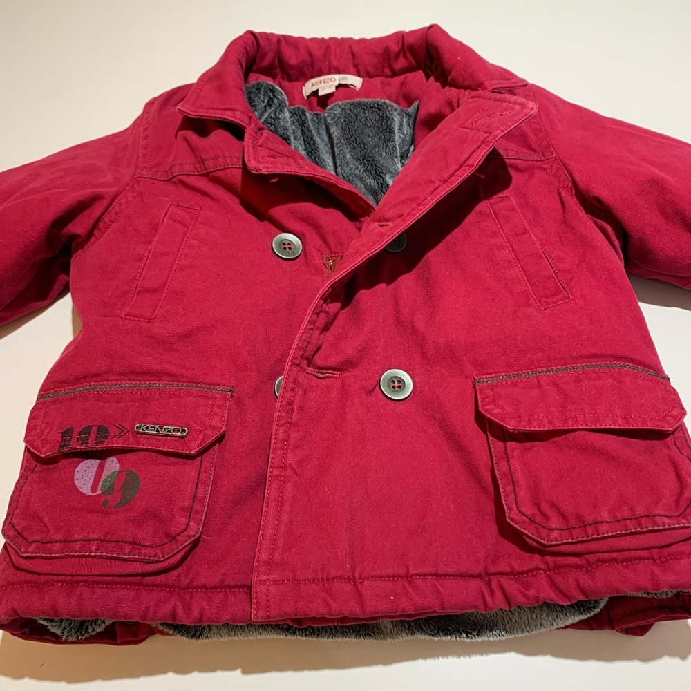 KENZO Kids Burgundy Red Plush Lined Warm Winter Coat Jacket size‎ 2